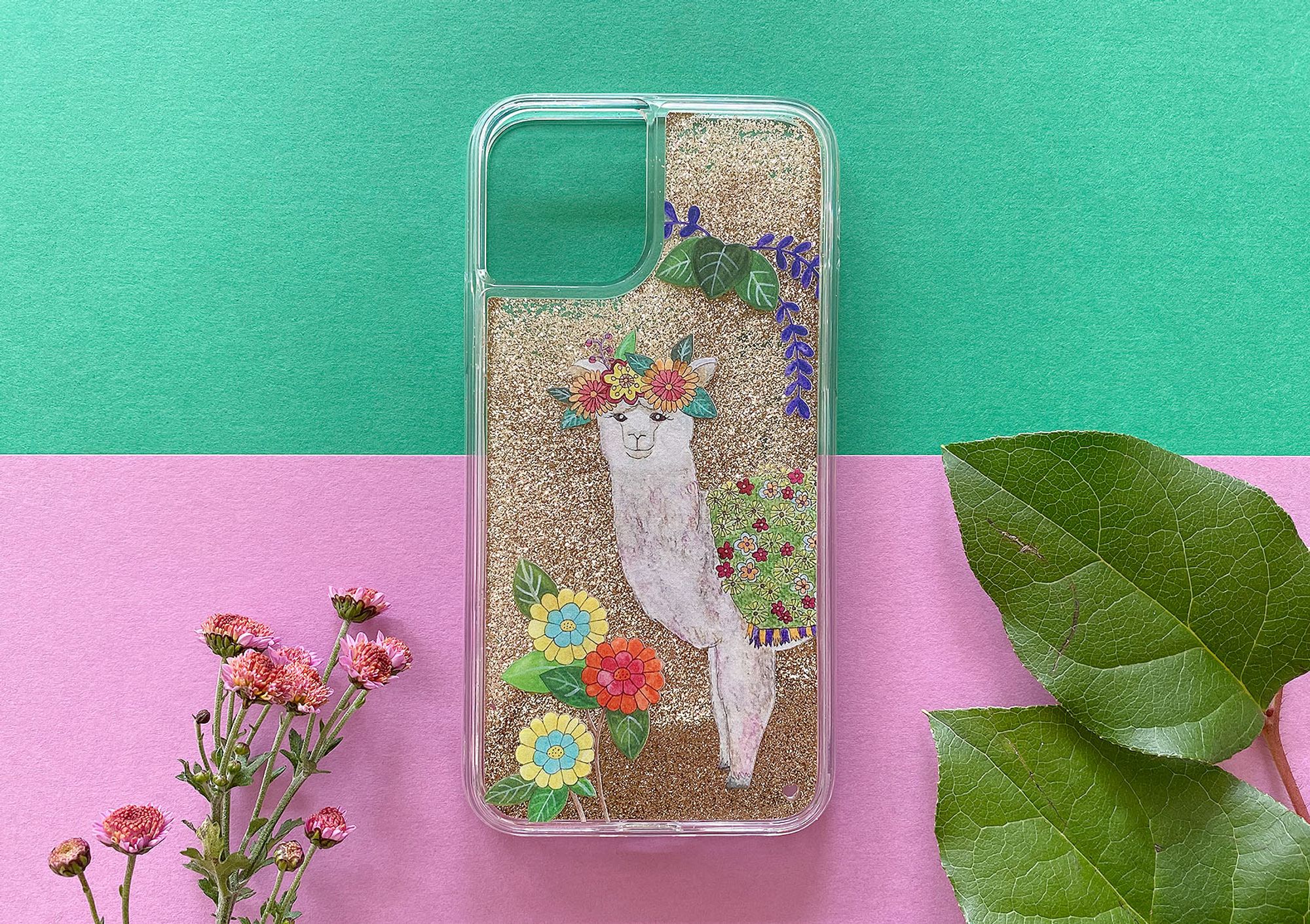 アルパカちゃん iPhone グリッターケース-1